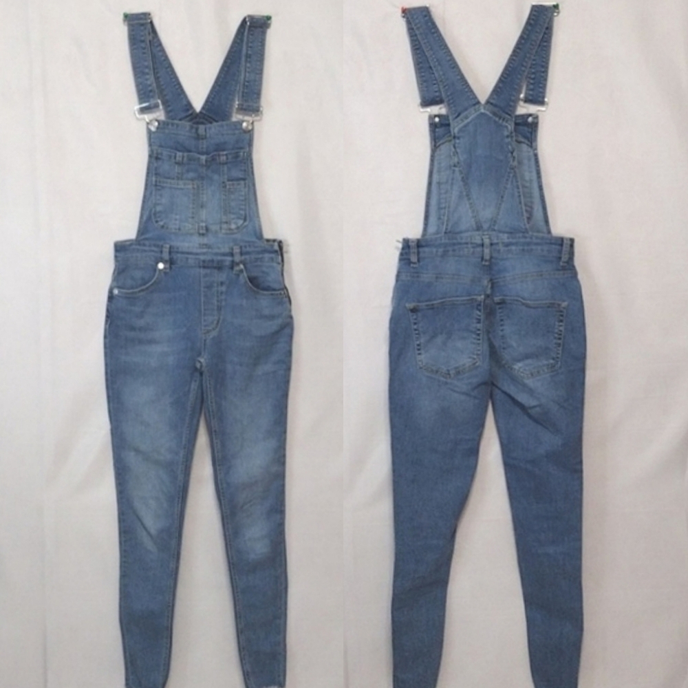 Free People Frayed Hem Skinny Denim Overalls Jumper 24 Boho Y2K Casual Overalls